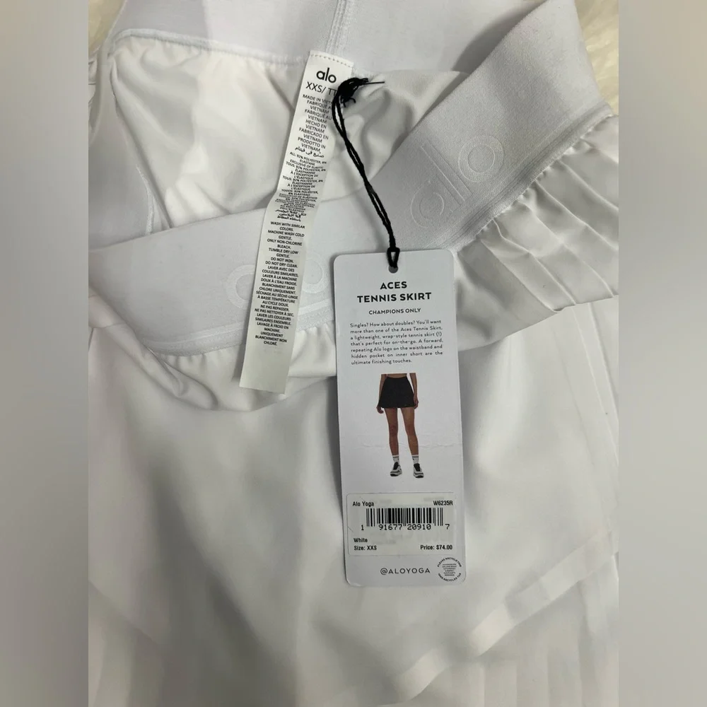 🆕Alo🎱 Aces Tennis Skirt Core: White Sz XXS